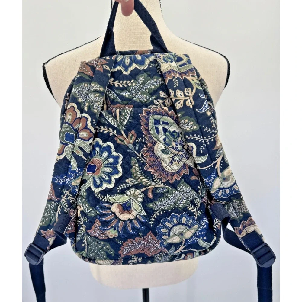 Vera Bradley Java Navy Camo Floral Paisley Small Quilted Backpack Retired Travel